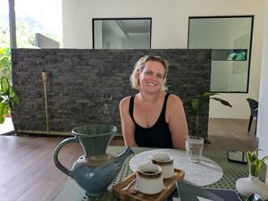 Enjoying coffee time